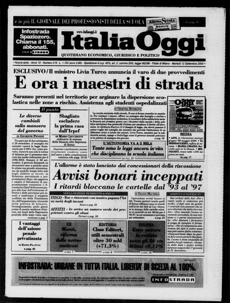 Italia oggi : quotidiano di economia finanza e politica